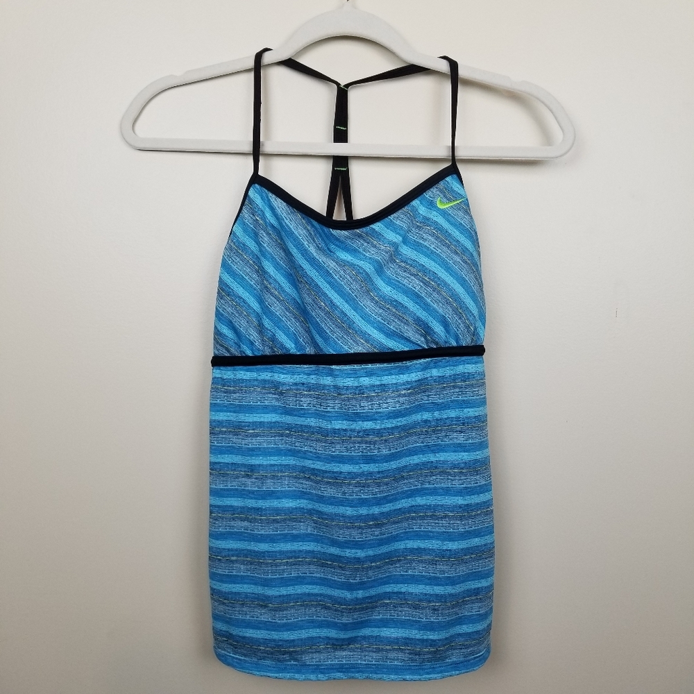 NWT Nike Blue Striped Yoga Top size 12